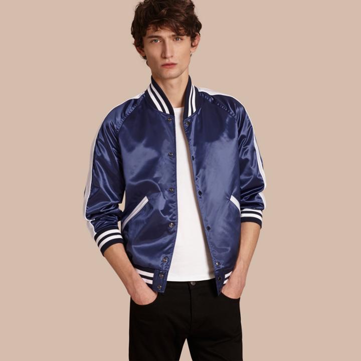 Burberry Burberry Varsity Bomber Jacket, Size: 34, Blue