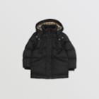 Burberry Burberry Childrens Detachable Hood Monogram Jacquard Puffer Coat, Size: 14y, Black