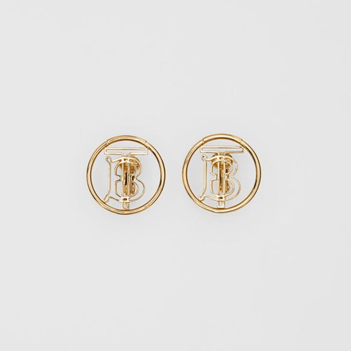 Burberry Burberry Gold-plated Monogram Motif Earrings, Light Gold