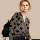 Burberry Burberry Heart Intarsia Merino Wool Cardigan, Size: Xl, Grey