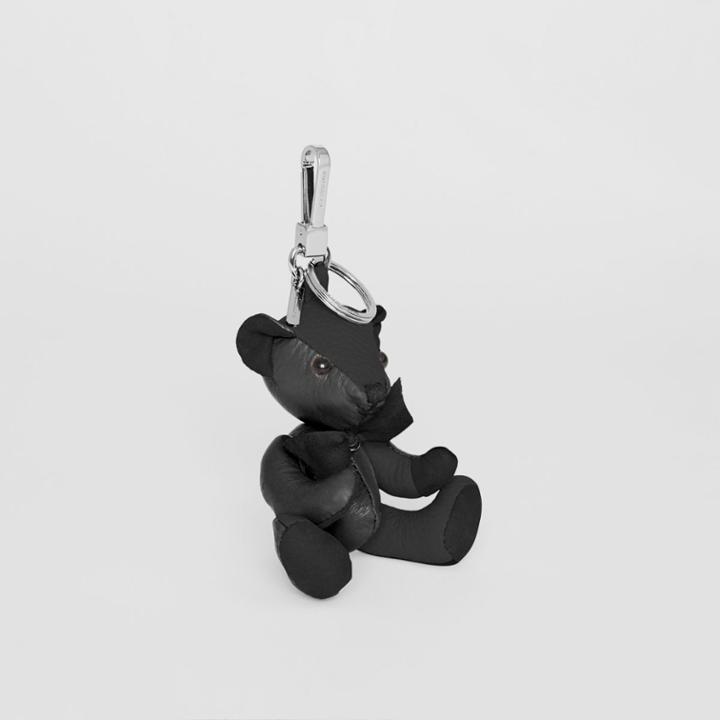 Burberry Burberry Thomas Bear Charm In Leather, Black