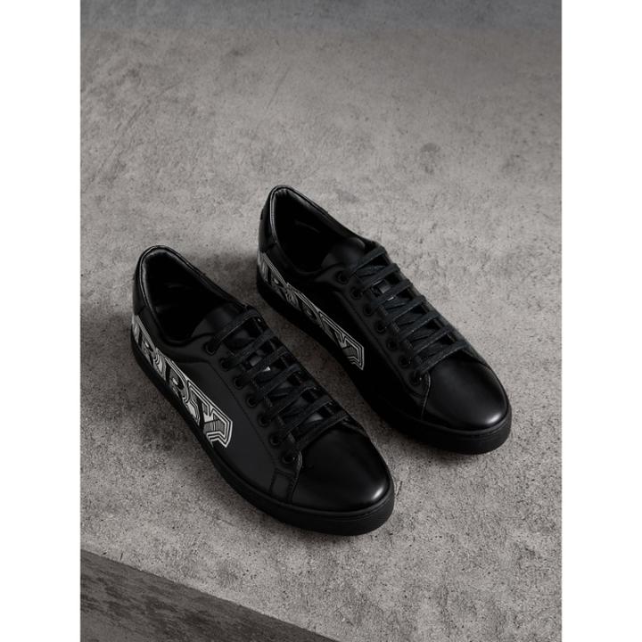Burberry Burberry Doodle Print Leather Trainers, Size: 42