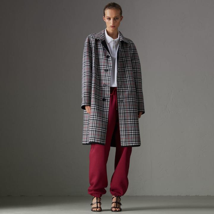 Burberry Burberry Reissued Reversible Car Coat, Size: Xxs, Black