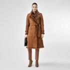Burberry Burberry Shearling Trench Coat, Size: 06, Brown