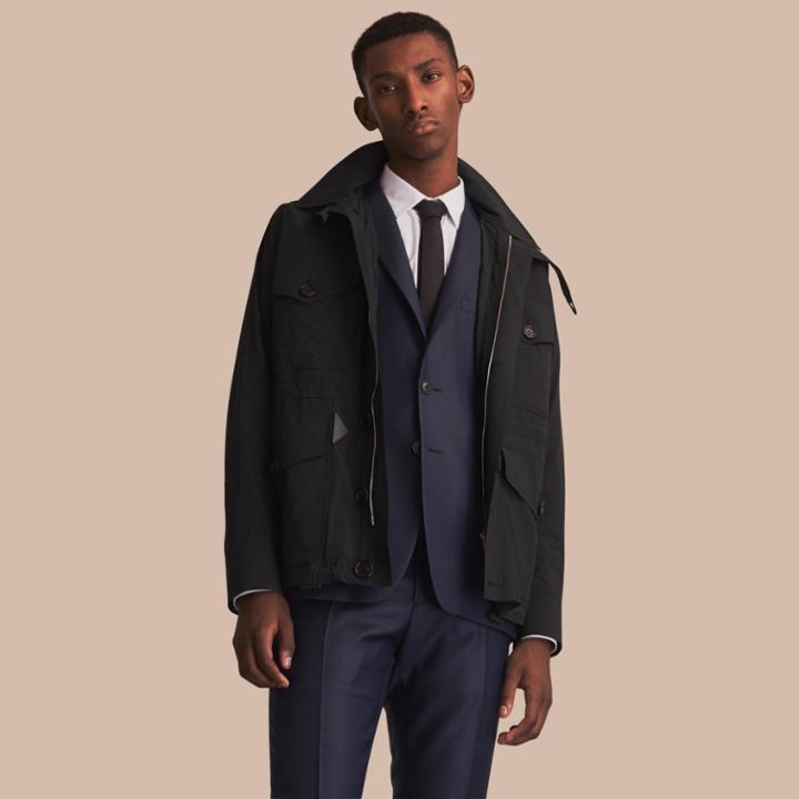 Burberry Burberry Detachable Hood Packaway Field Jacket, Size: 40, Black