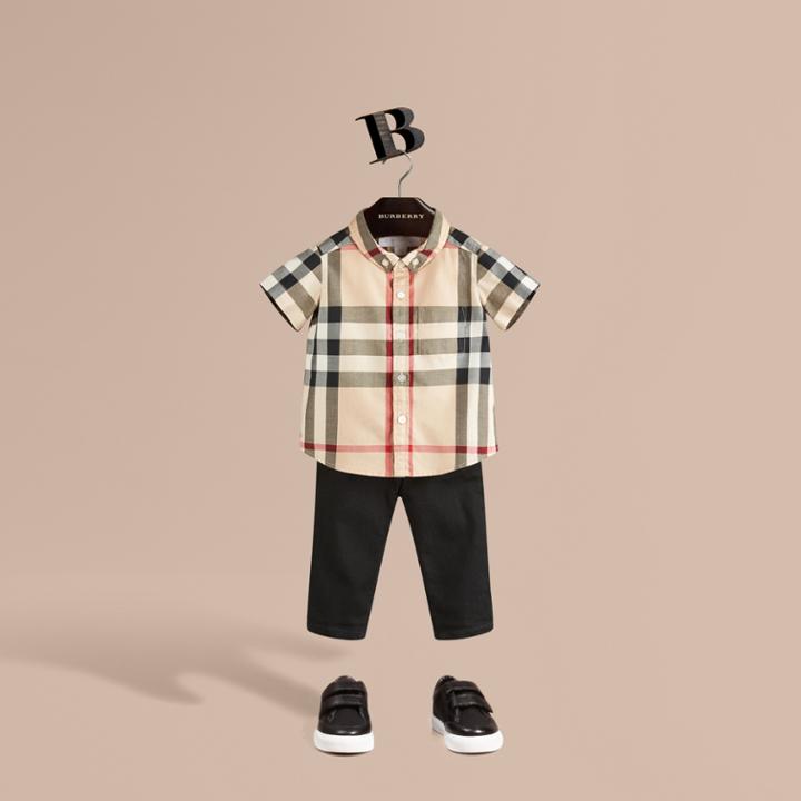 Burberry Burberry Check Cotton Twill Shirt, Size: 2y, Beige
