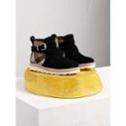 Burberry Burberry Belt Detail House Check And Suede Ankle Boots, Size: 29