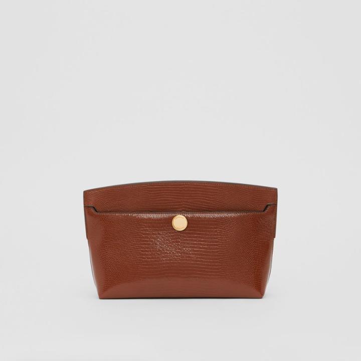 Burberry Burberry Embossed Deerskin Society Clutch, Brown