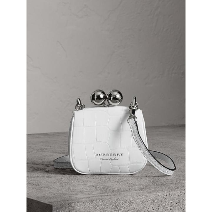 Burberry Burberry Mini Alligator Frame Bag, White