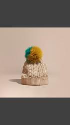 Burberry Wool Cashmere Beanie With Fur Pom-pom