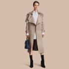 Burberry Burberry Suede Asymmetric Trench Coat, Beige
