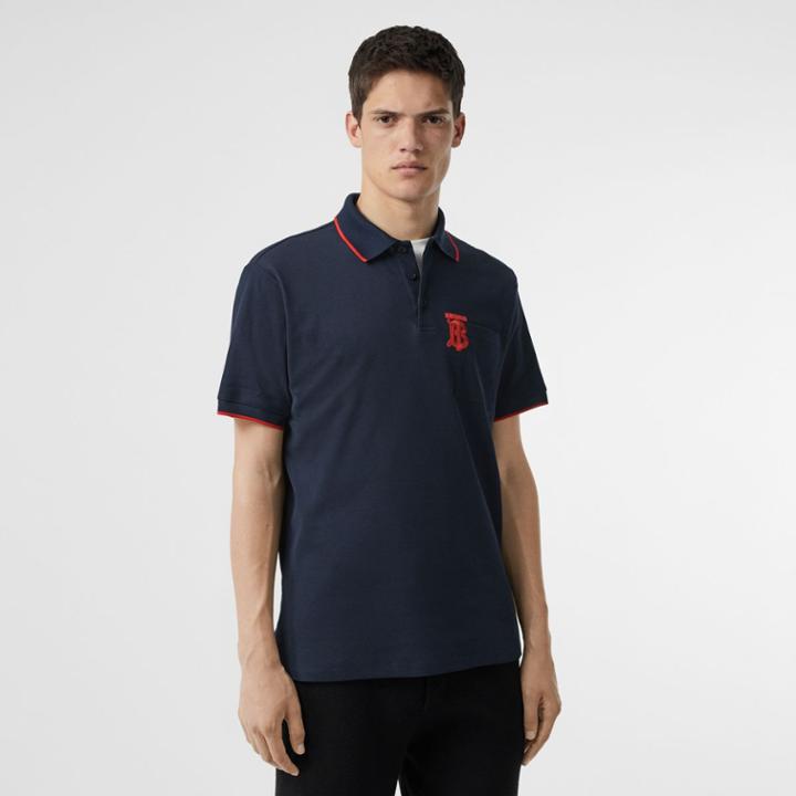 Burberry Burberry Monogram Motif Tipped Cotton Piqu Polo Shirt, Size: Xs, Blue