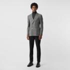Burberry Burberry Slim Fit Check Wool Double-breasted Jacket, Size: 34r, Black
