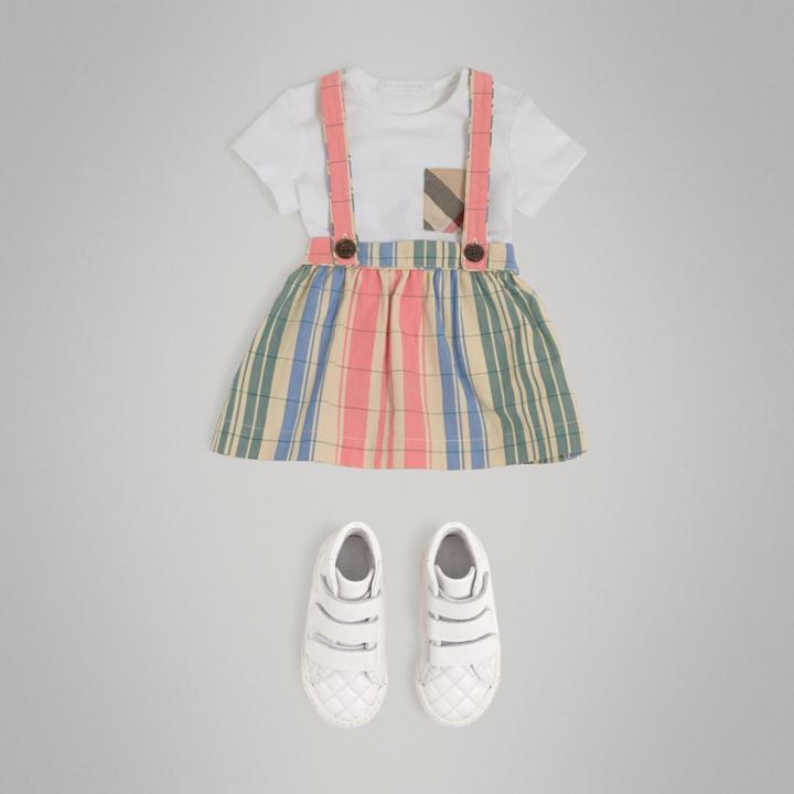 Burberry Burberry Check Gathered Cotton Pinafore Skirt, Size: 18m