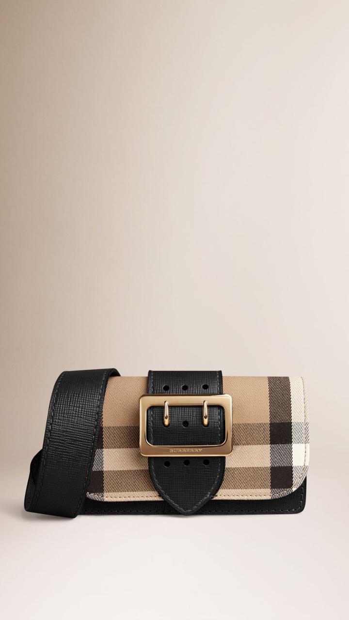 Burberry Burberry The Buckle Bag In House Check And Leather, Black