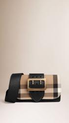 Burberry Burberry The Buckle Bag In House Check And Leather, Black