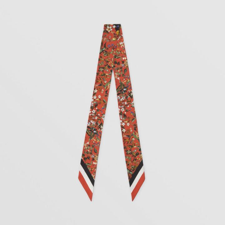 Burberry Burberry Floral Print Silk Skinny Scarf