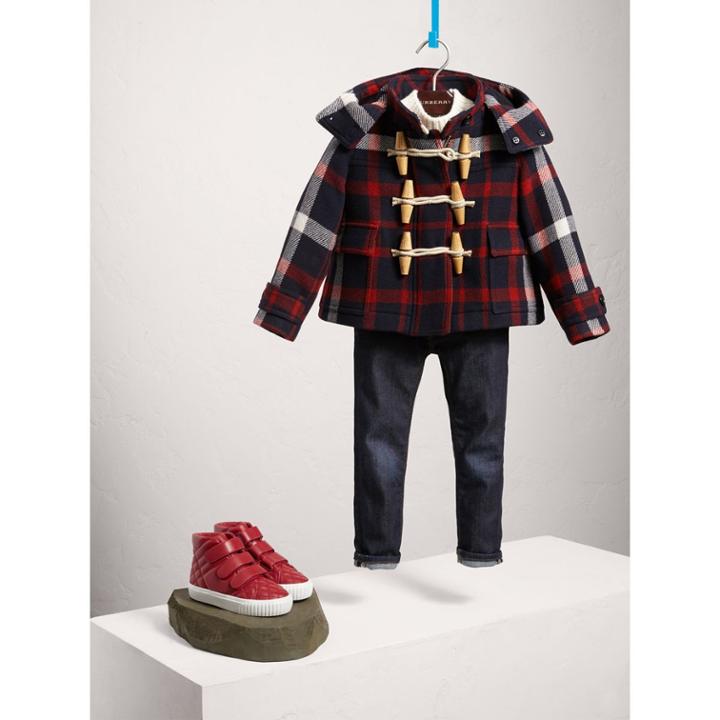Burberry Burberry Detachable Hood Double-faced Wool Duffle Coat, Size: 10y, Blue