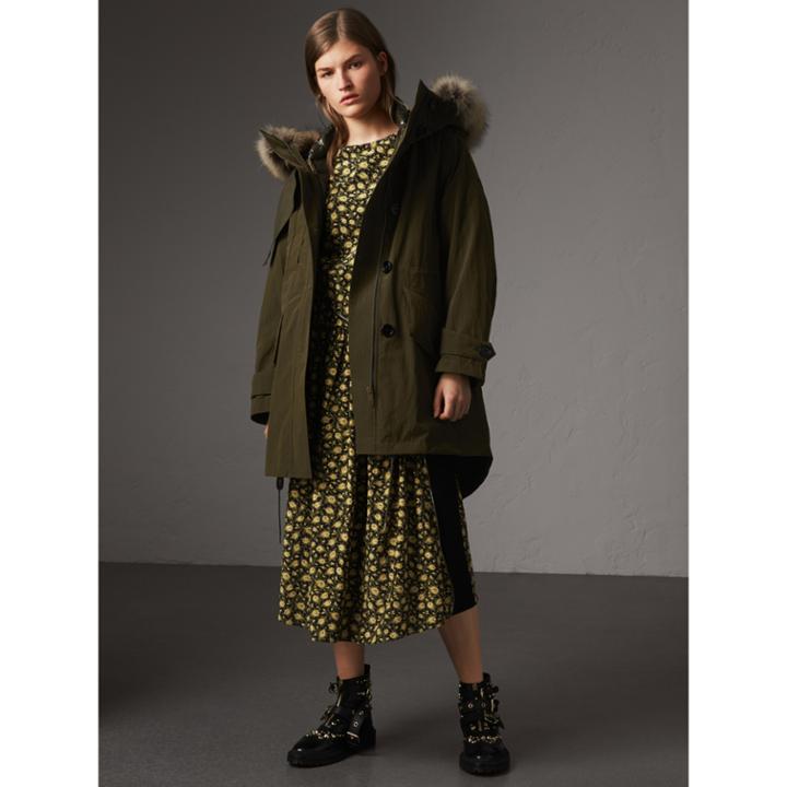 Burberry Burberry Raccoon Fur And Shearling Trim Parka With Warmer, Green