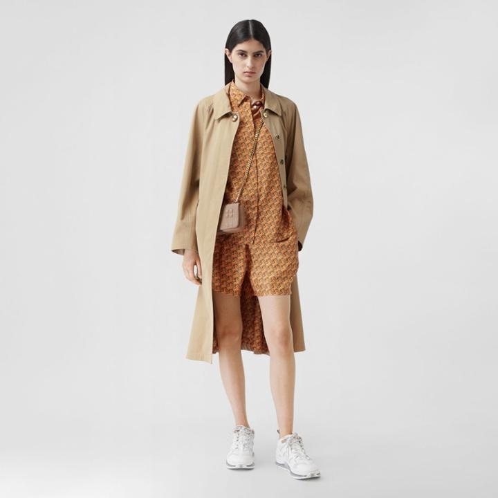 Burberry Burberry Tropical Gabardine Belted Car Coat, Size: 02, Yellow