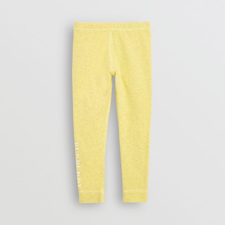 Burberry Burberry Childrens Logo Print Stretch Cotton Leggings, Size: 8y, Yellow