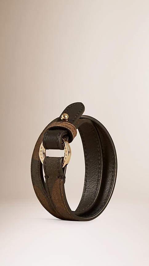 Burberry Camouflage Print Suede Wraparound Bracelet