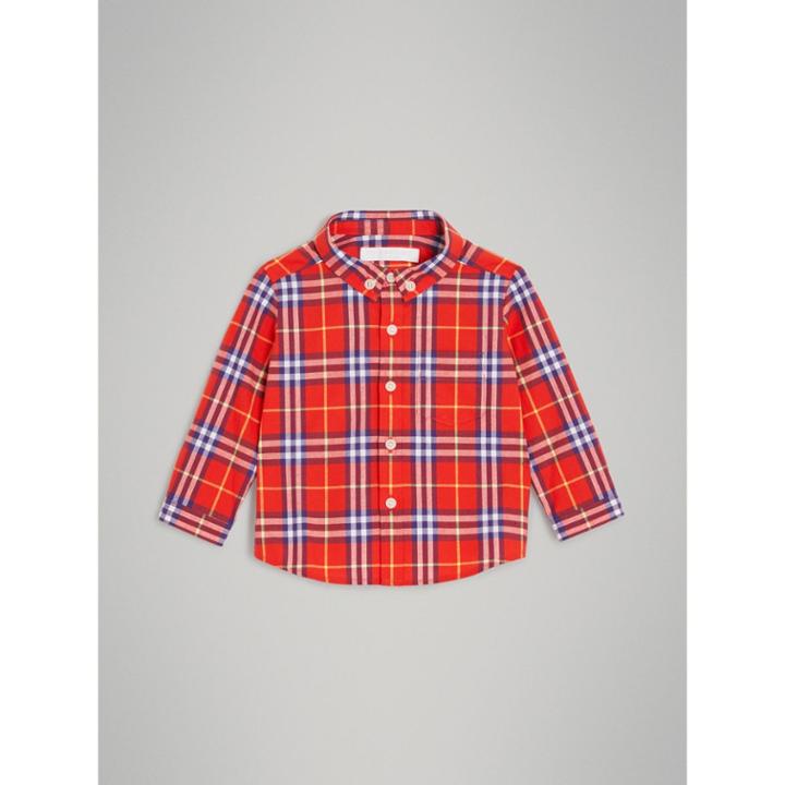 Burberry Burberry Button-down Collar Check Cotton Shirt, Size: 2y