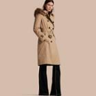 Burberry Fur-trimmed Hood Trench Coat With Detachable Warmer