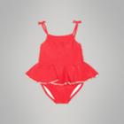 Burberry Burberry Childrens Check Detail Peplum One-piece Swimsuit, Size: 2y, Red