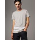 Burberry Burberry Striped Hem Cotton T-shirt, Grey