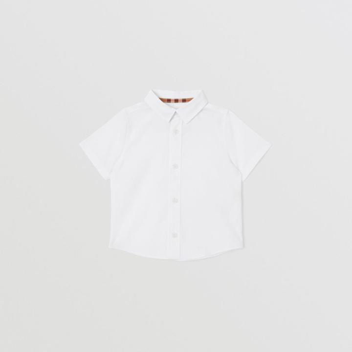 Burberry Burberry Childrens Short-sleeve Logo Print Stretch Cotton Shirt, Size: 12m
