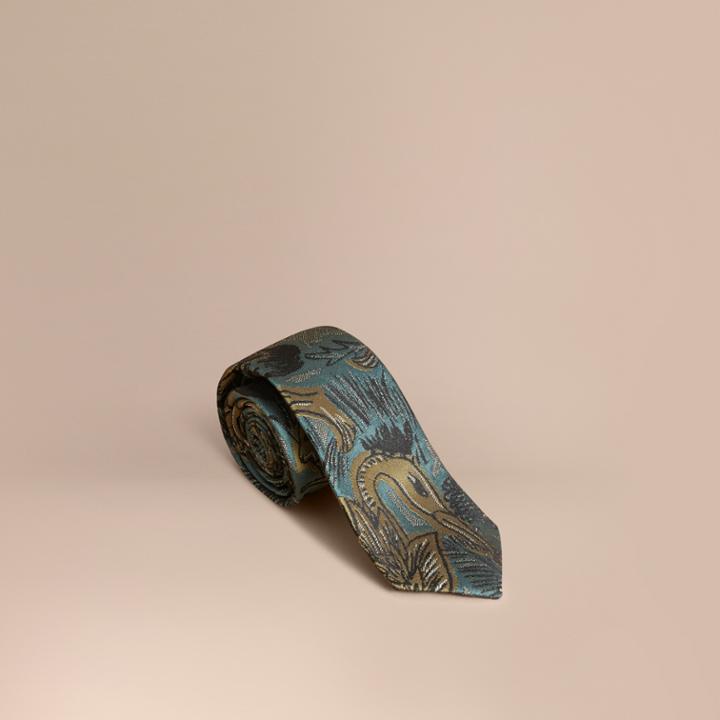 Burberry Slim Cut Burberry Beasts Jacquard Silk Tie, Green