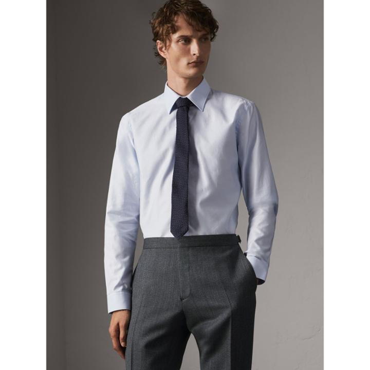 Burberry Burberry Modern Fit Pin Dot Dobby Cotton Shirt, Size: 14.5, Blue
