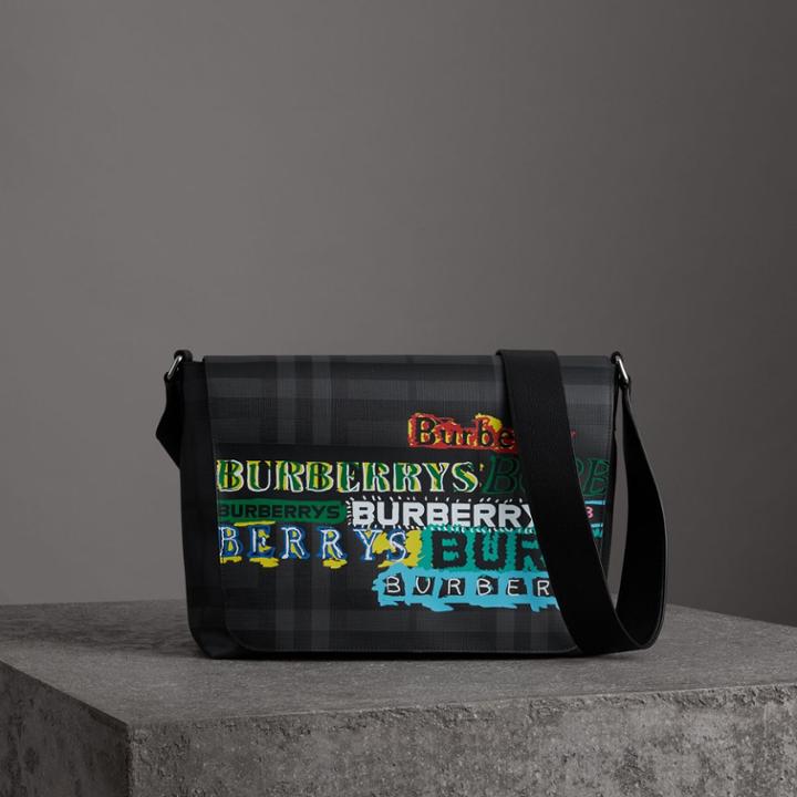 Burberry Burberry Large Logo Print Messenger Bag, Grey