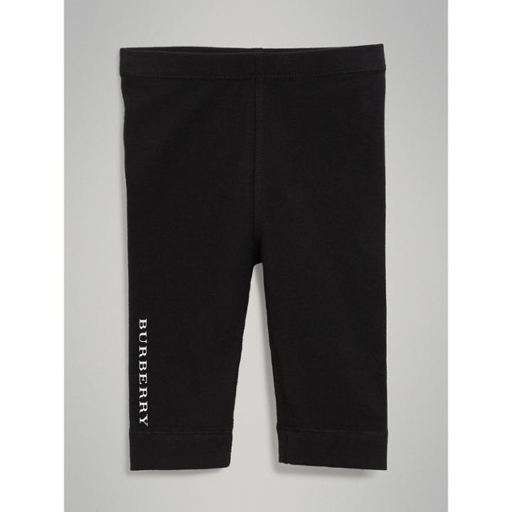 Burberry Burberry Logo Detail Stretch Cotton Leggings, Size: 3y, Black