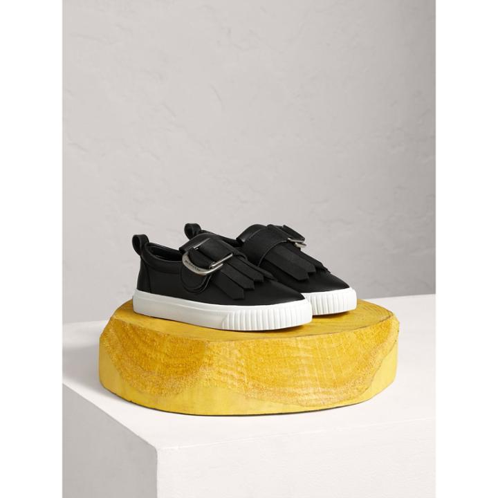Burberry Burberry Fringed Buckle Detail Sneakers, Size: 7, Black