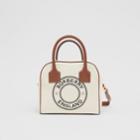 Burberry Burberry Small Logo Graphic Cotton Canvas Cube Bag, Brown