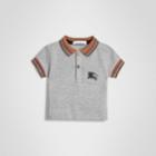 Burberry Burberry Childrens Heritage Stripe Detail Cotton Polo Shirt, Size: 12m, Grey