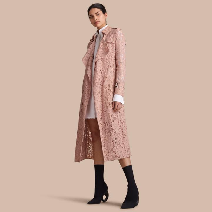 Burberry Burberry Macram Lace Trench Coat, Size: 04, Pink