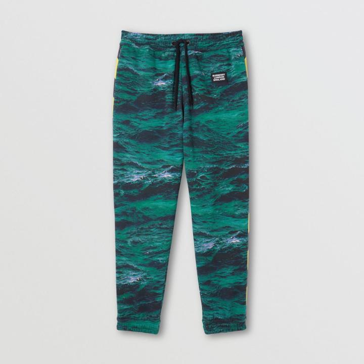 Burberry Burberry Tape Detail Sea Print Cotton Trackpants, Size: M