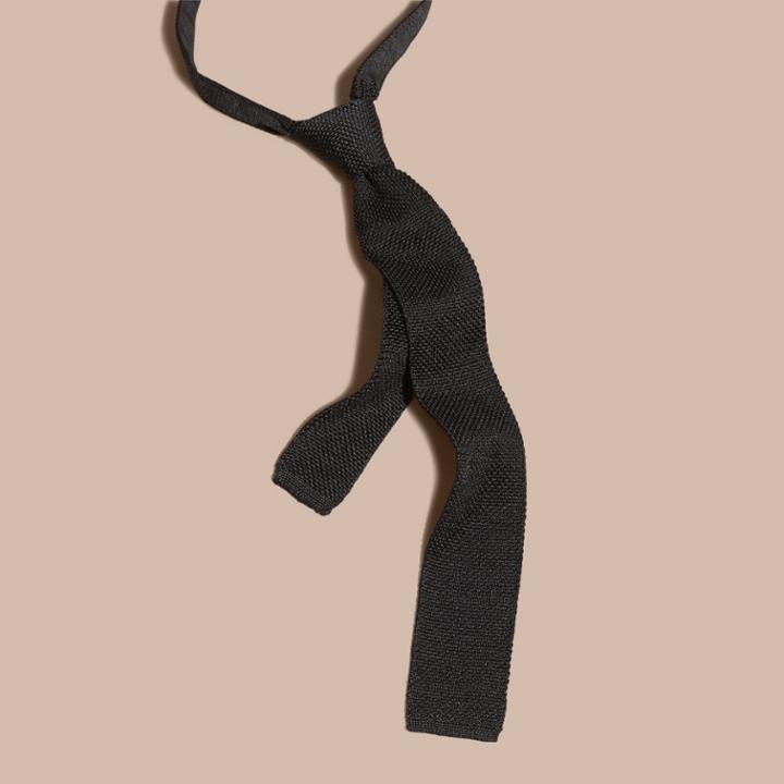 Burberry Burberry Slim Cut Knitted Silk Tie, Black
