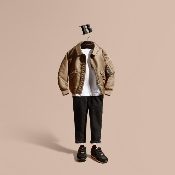 Burberry Burberry Technical Bomber Jacket With Check Wool Cashmere Lining, Size: 8y, Brown