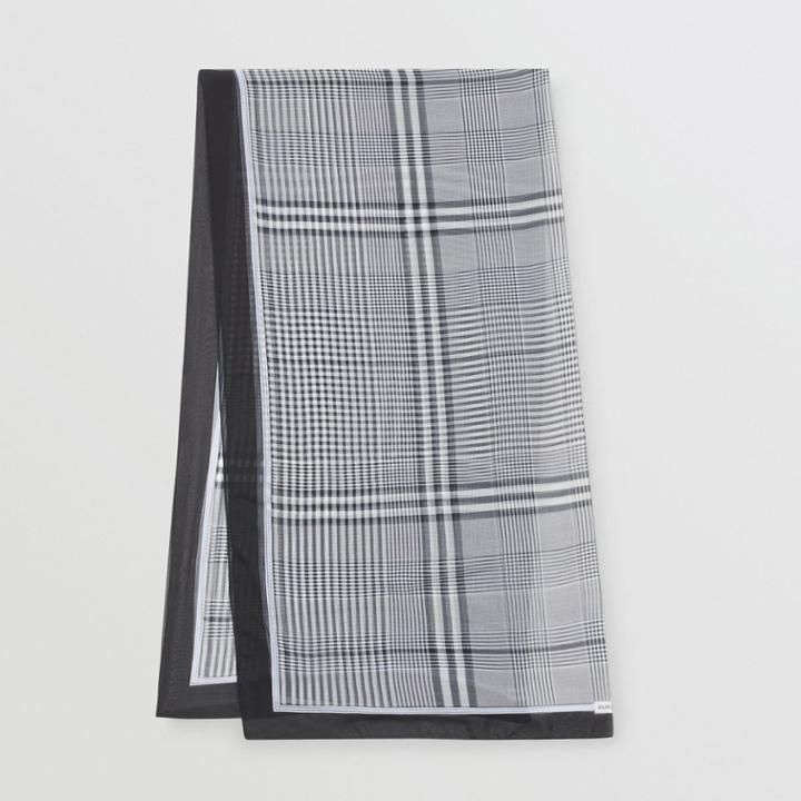 Burberry Burberry Check Print Silk Chiffon Scarf, Black/white