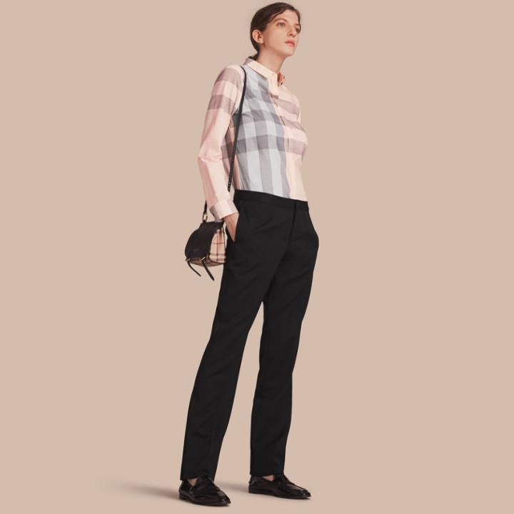 Burberry Burberry Check Cotton Shirt, Size: M, Orange