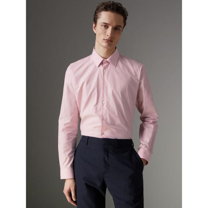 Burberry Burberry Modern Fit Check Cotton Shirt, Size: 16, Pink