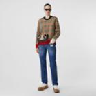 Burberry Burberry Button Detail Check Technical Wool Jacquard Sweater, Beige