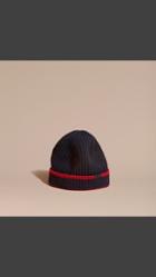 Burberry Ribbed Cashmere Tipped Beanie