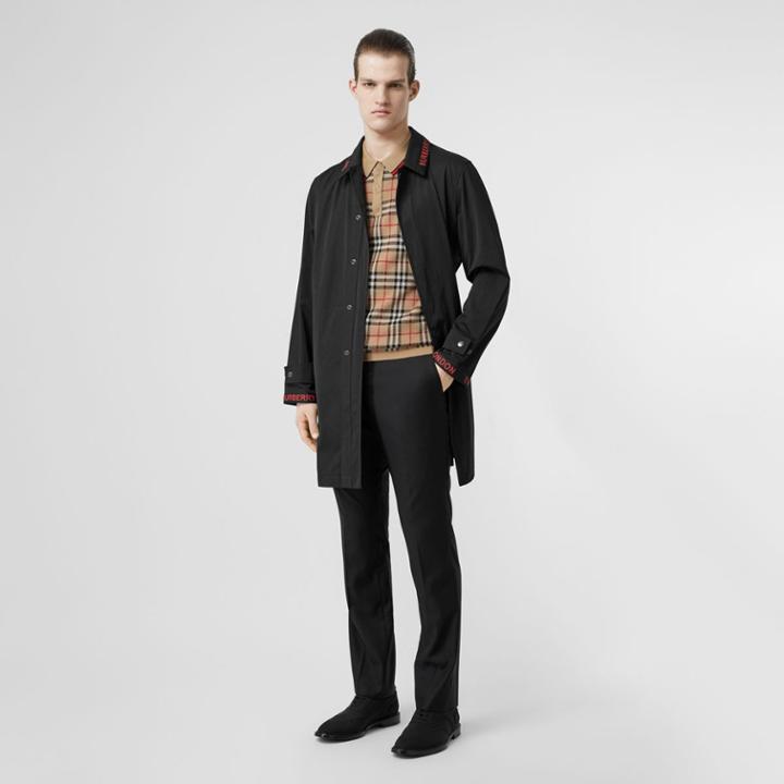 Burberry Burberry Logo Detail Technical Cotton Blend Car Coat, Size: 34, Black