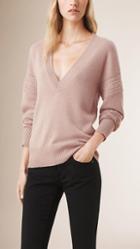 Burberry Prorsum Cashmere Cotton Deep V-neck Sweater