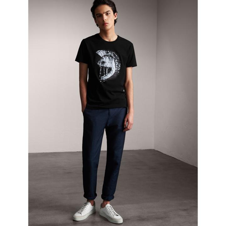 Burberry Burberry Pallas Helmet Print Cotton T-shirt, Black